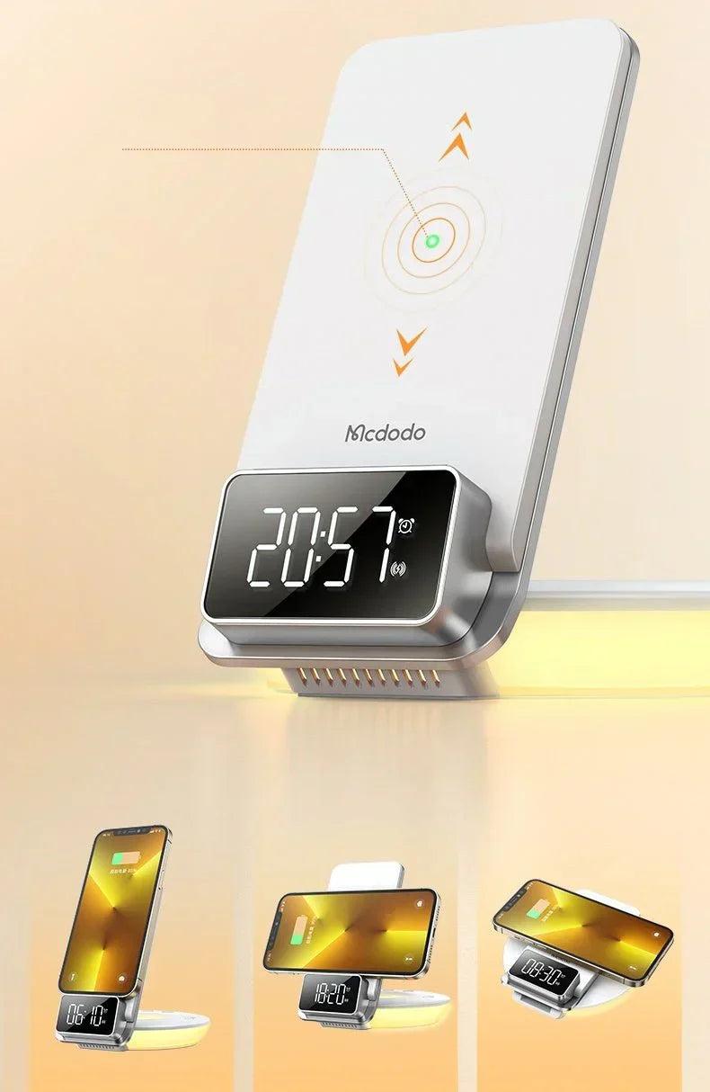 Multifunctional 15W Wireless Charger Foldable Desktop Stand With Night Light
